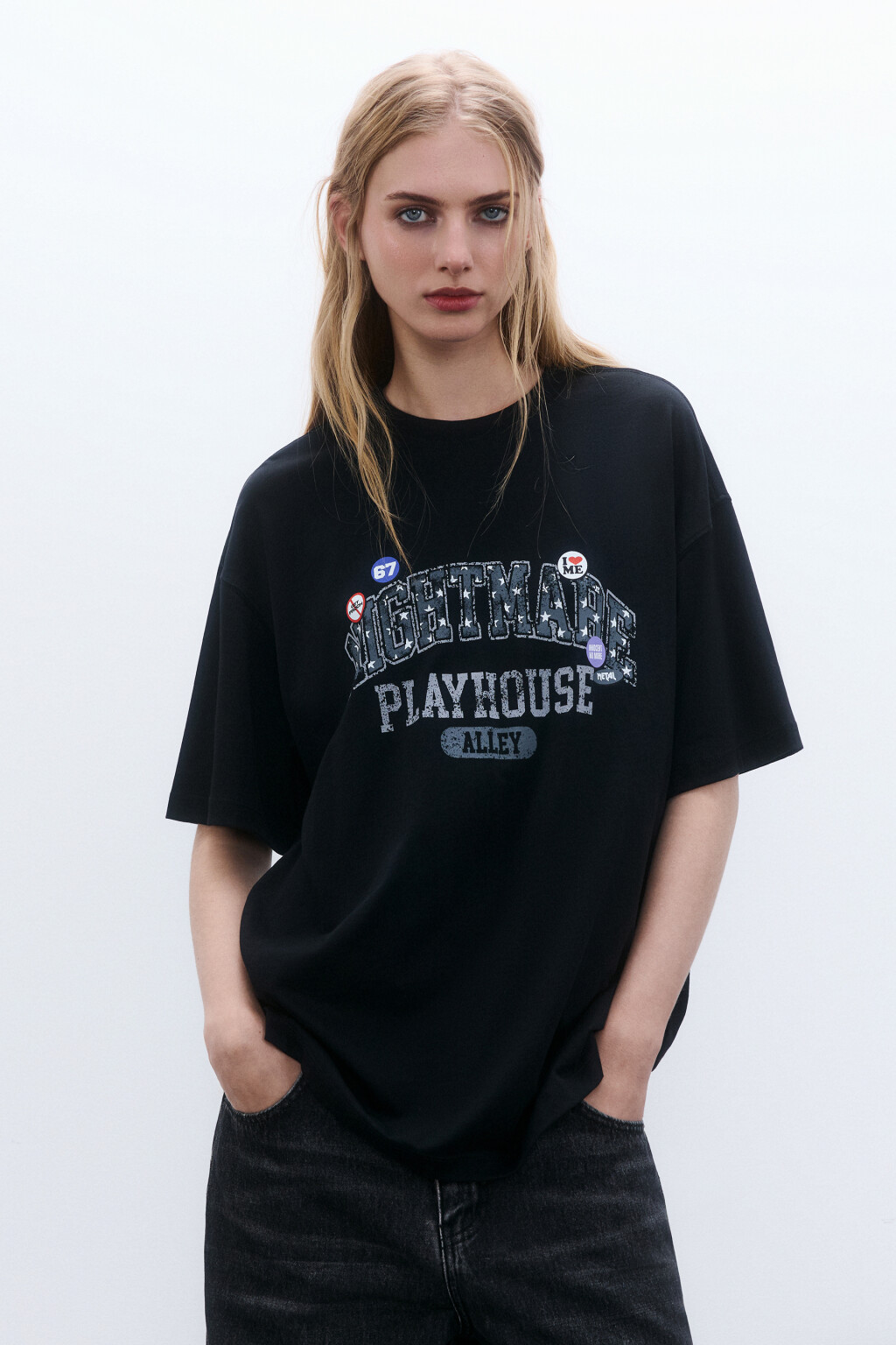 Футболка oversize с принтом - цвет черный - 2