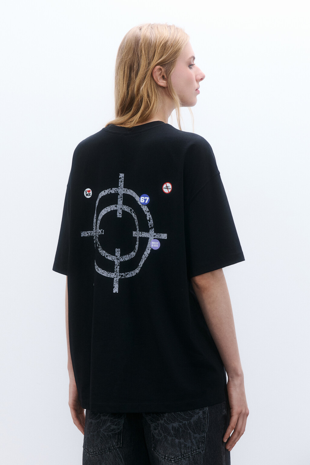 Футболка oversize с принтом - цвет черный - 3