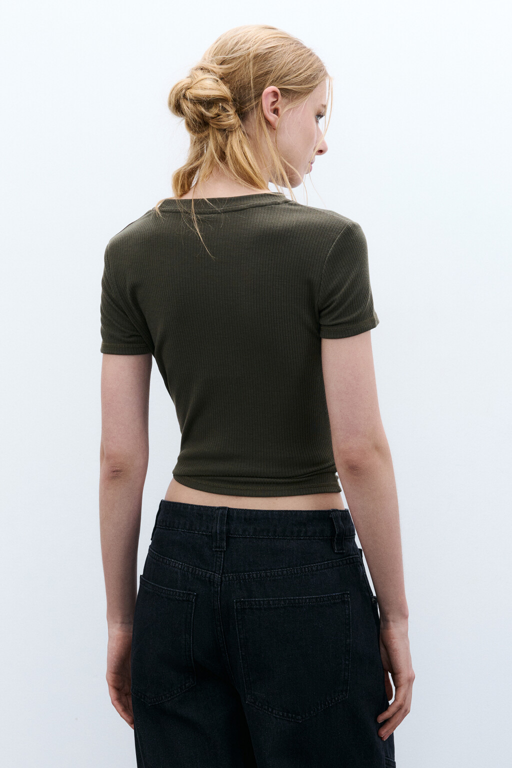 Футболка облегающая с надписью - цвет зеленый - 3