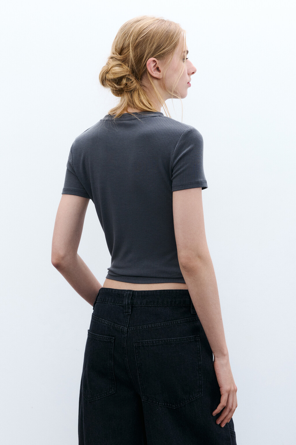 Футболка облегающая с надписью - цвет серый - 3