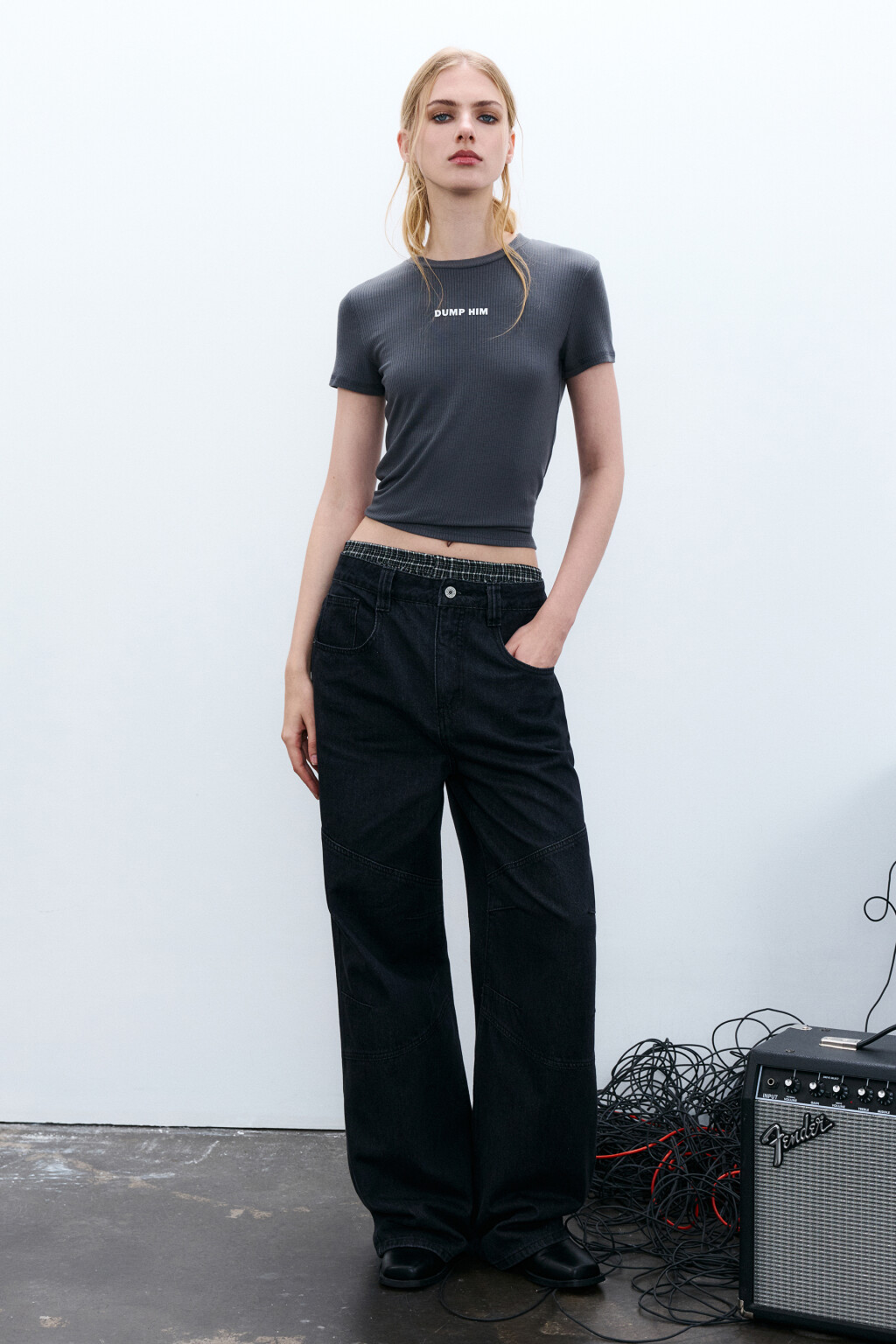 Футболка облегающая с надписью - цвет серый - 4