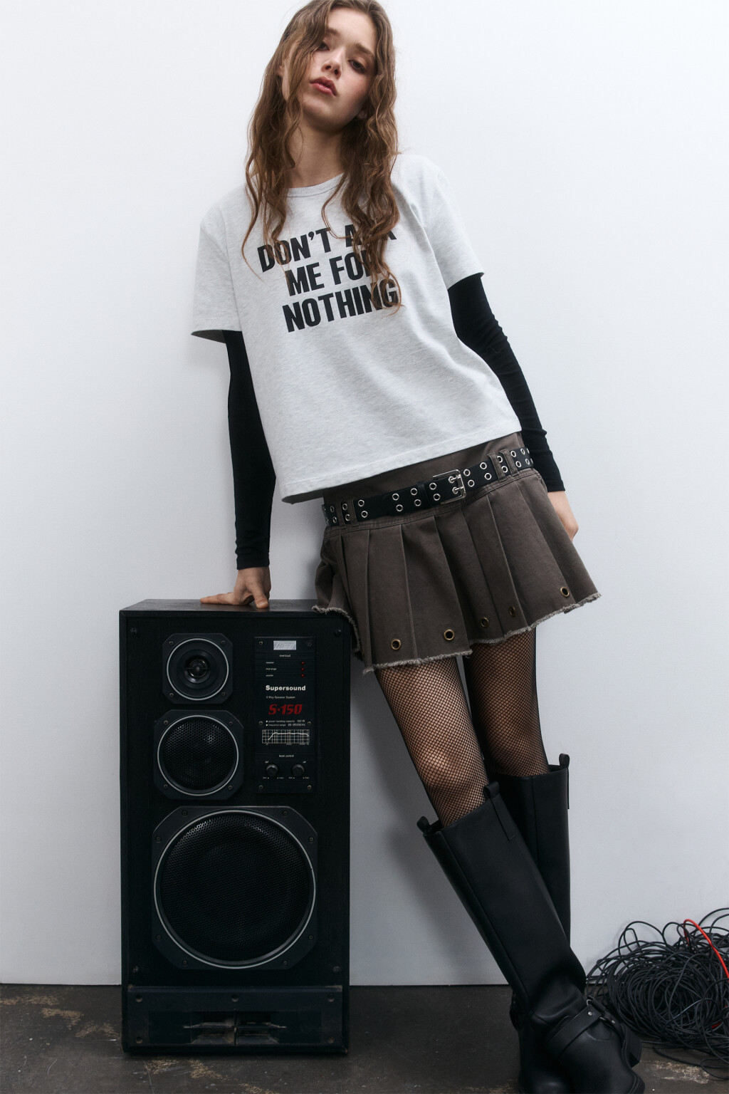 Футболка трикотажная с принтом - цвет серый - 1