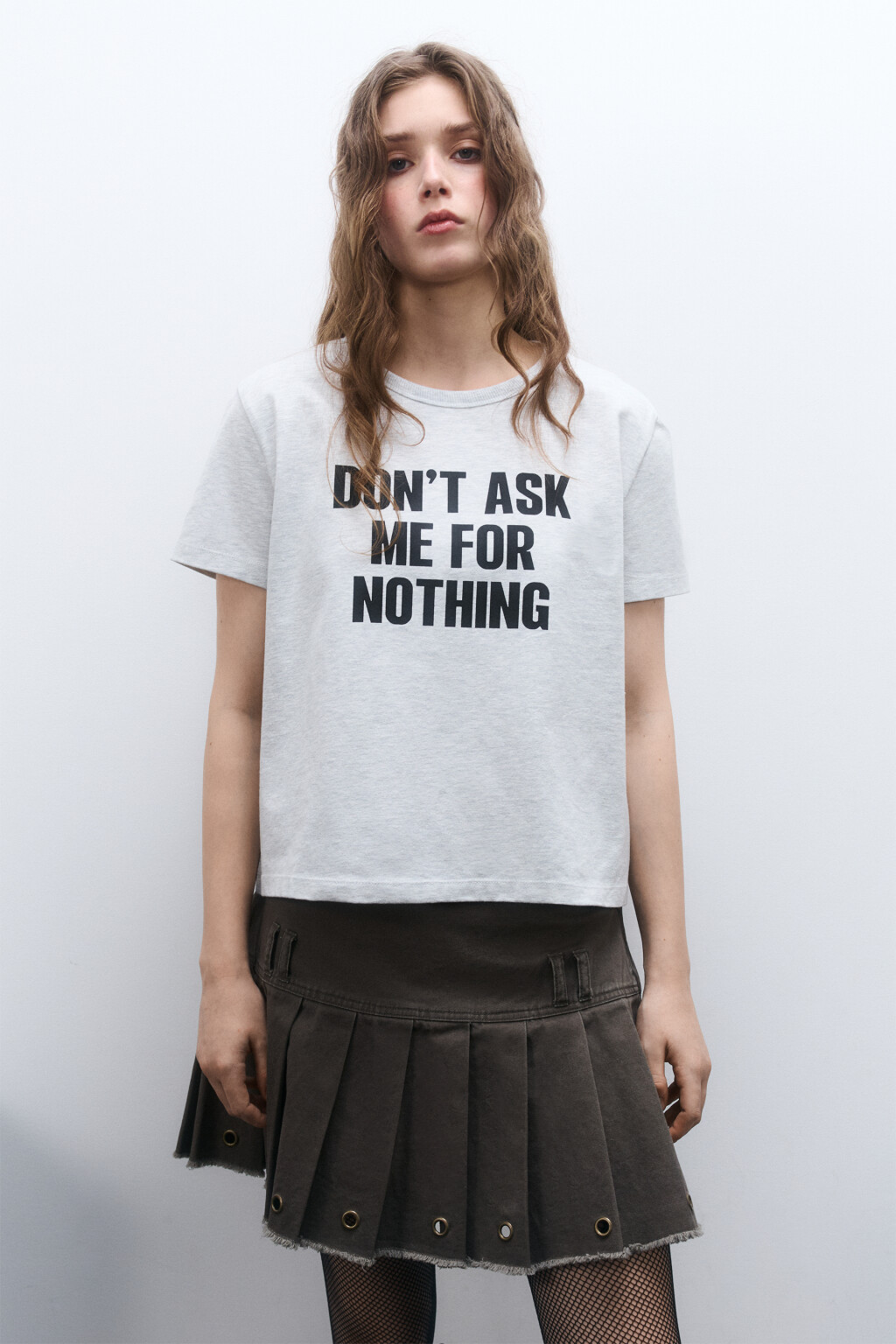 Футболка трикотажная с принтом - цвет серый - 2