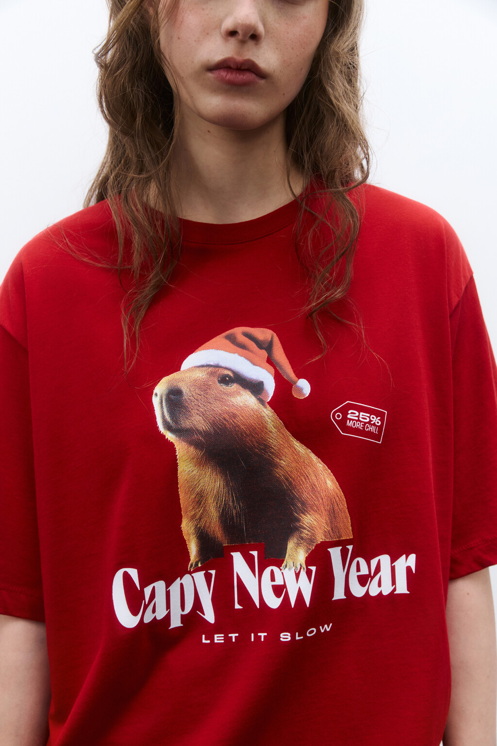 Футболка с новогодним принтом - цвет красный - 5