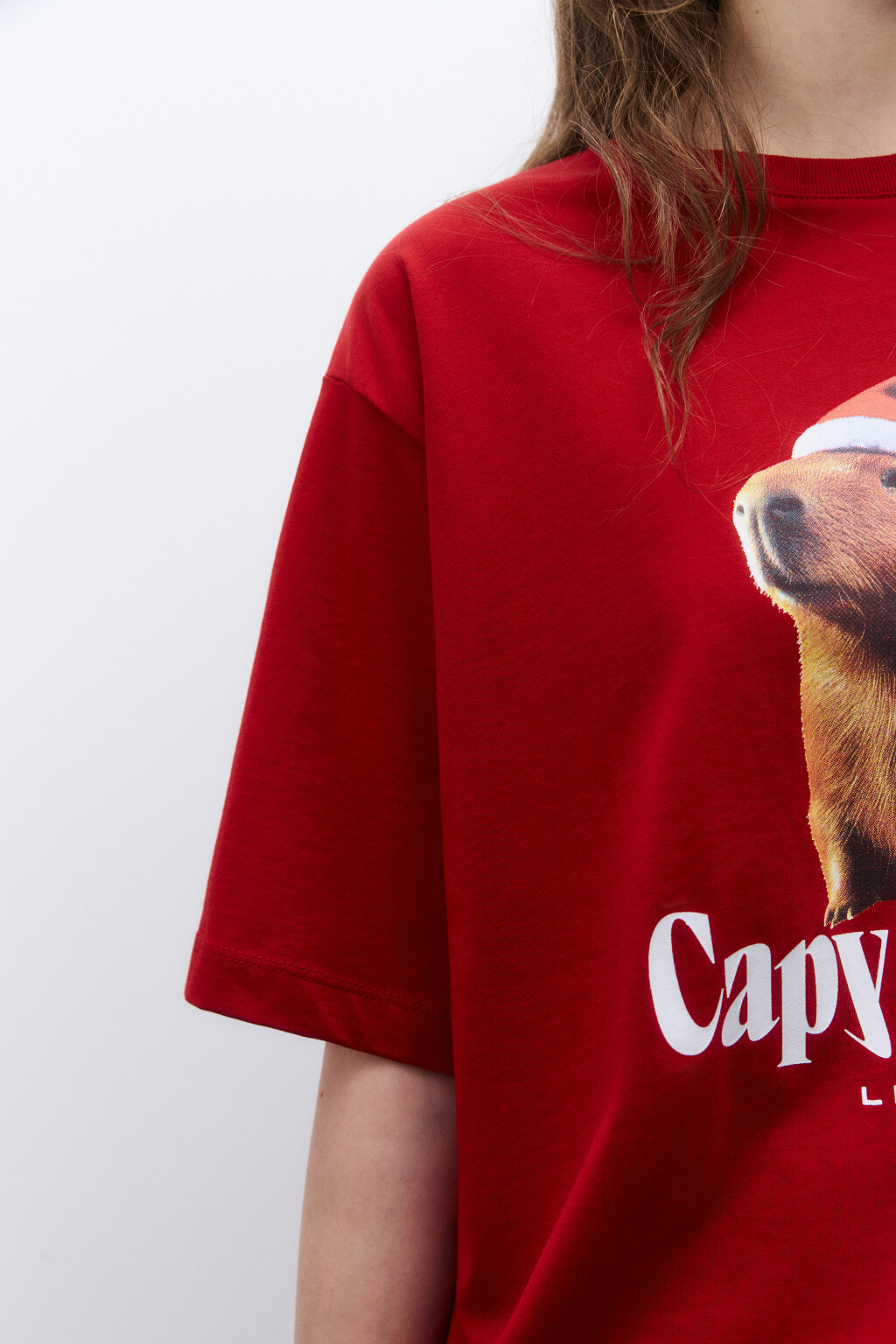 Футболка с новогодним принтом - цвет красный - 6