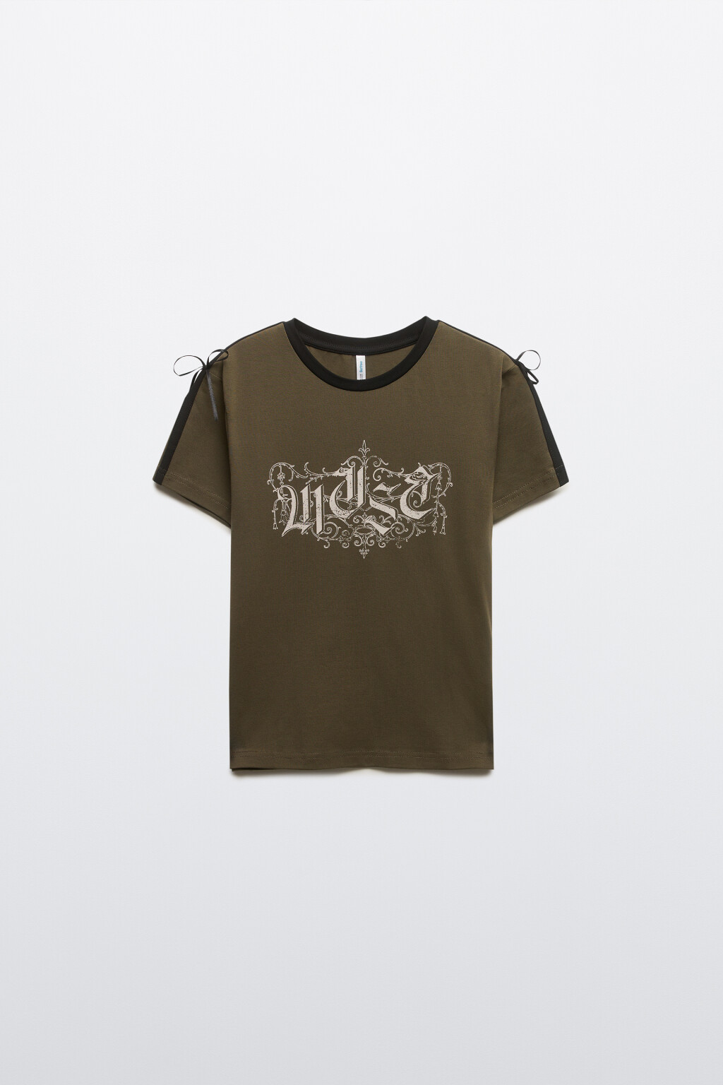 Футболка-топ с лампасами и принтом - цвет зеленый - 7