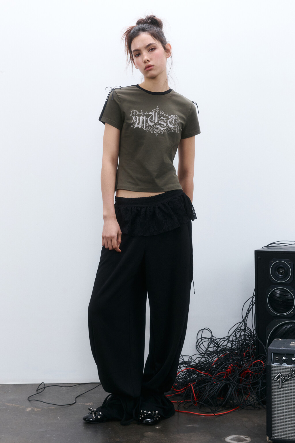 Футболка-топ с лампасами и принтом - цвет зеленый - 4