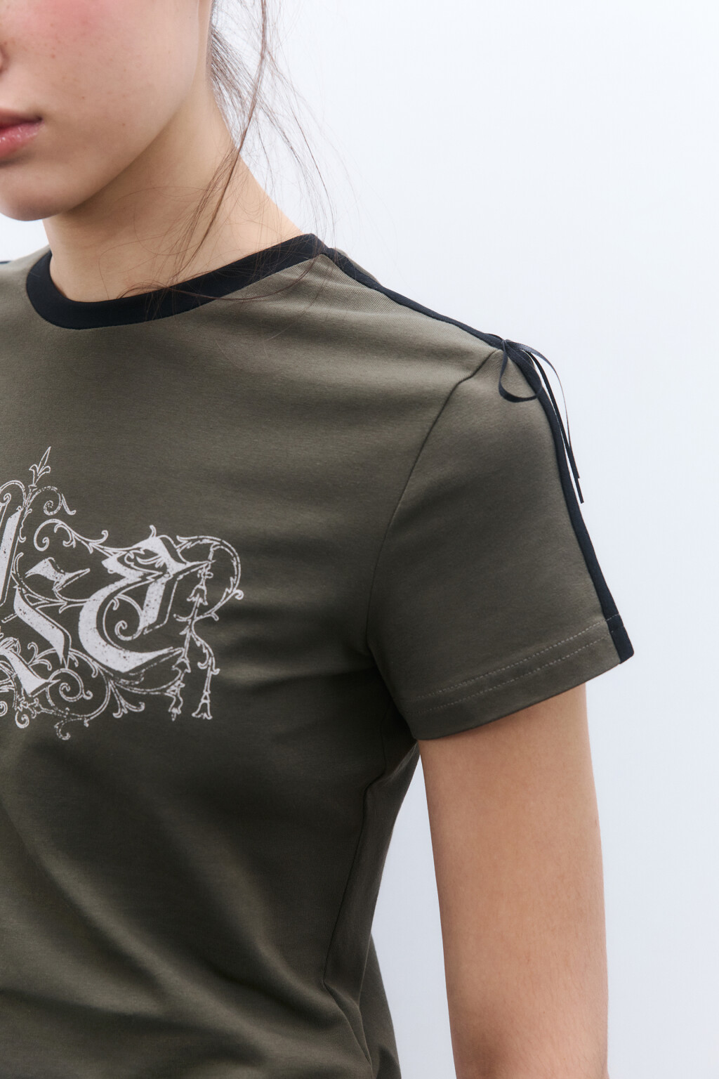 Футболка-топ с лампасами и принтом - цвет зеленый - 6