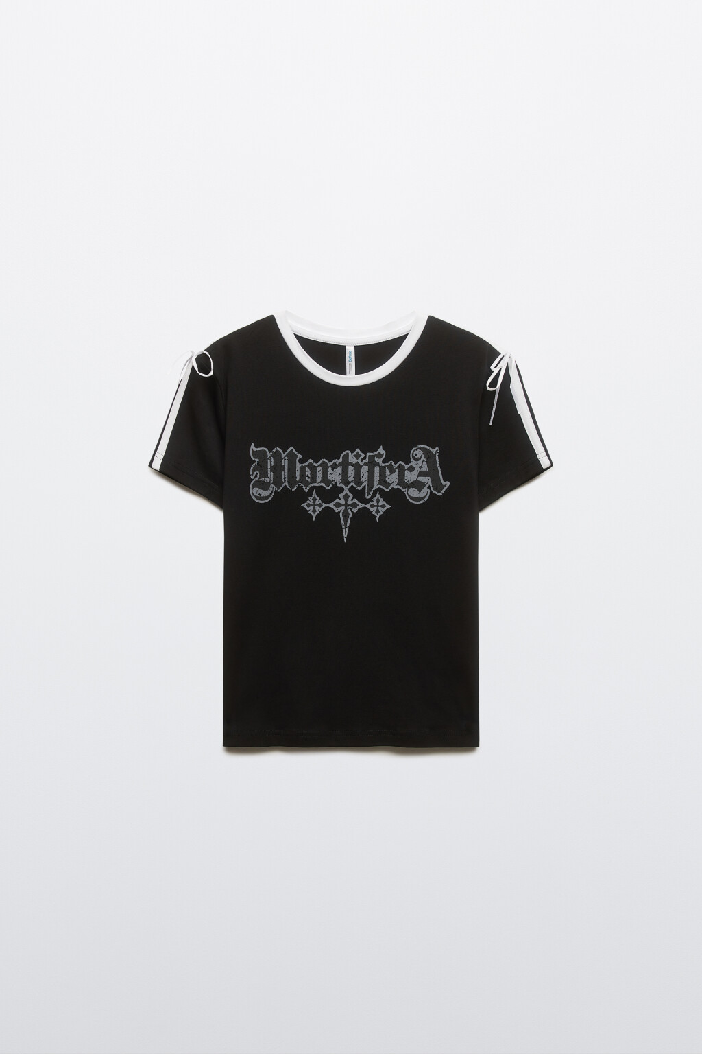 Футболка-топ с лампасами и принтом - цвет черный - 7