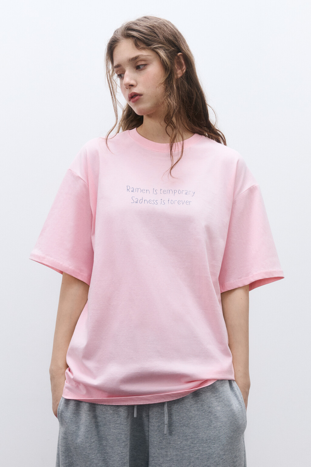 Футболка oversize удлиненная с принтом - цвет розовый - 2