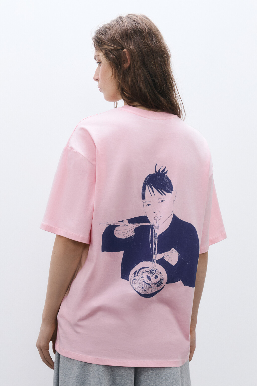 Футболка oversize удлиненная с принтом - цвет розовый - 3