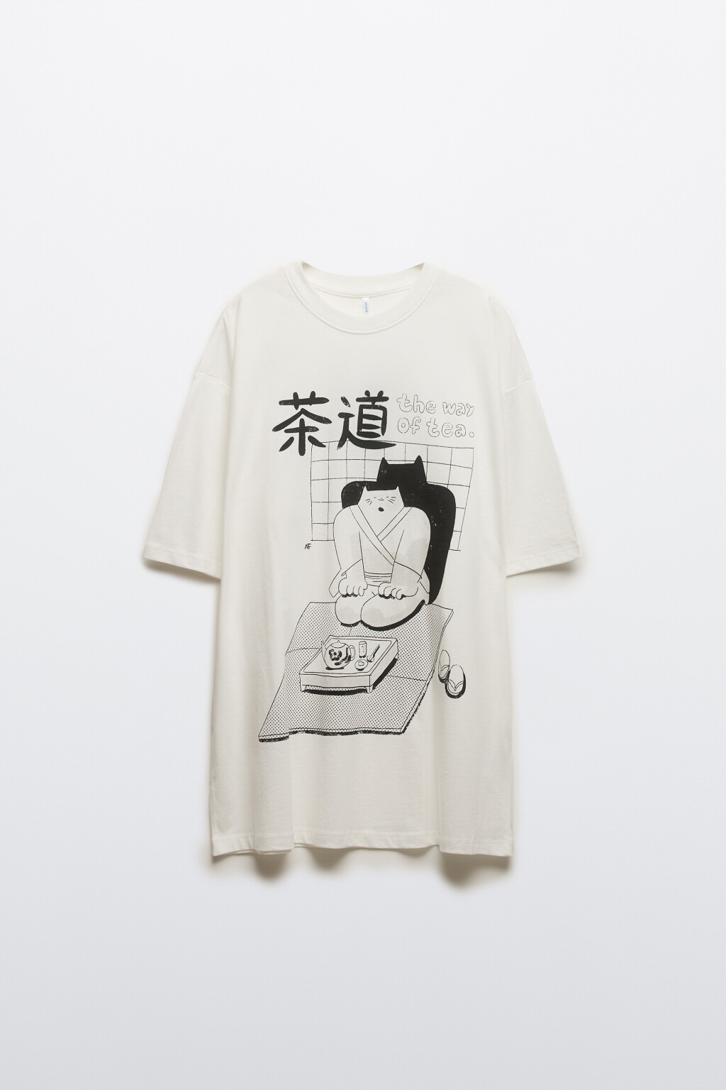 Футболка oversize удлиненная с принтом - цвет белый - 6