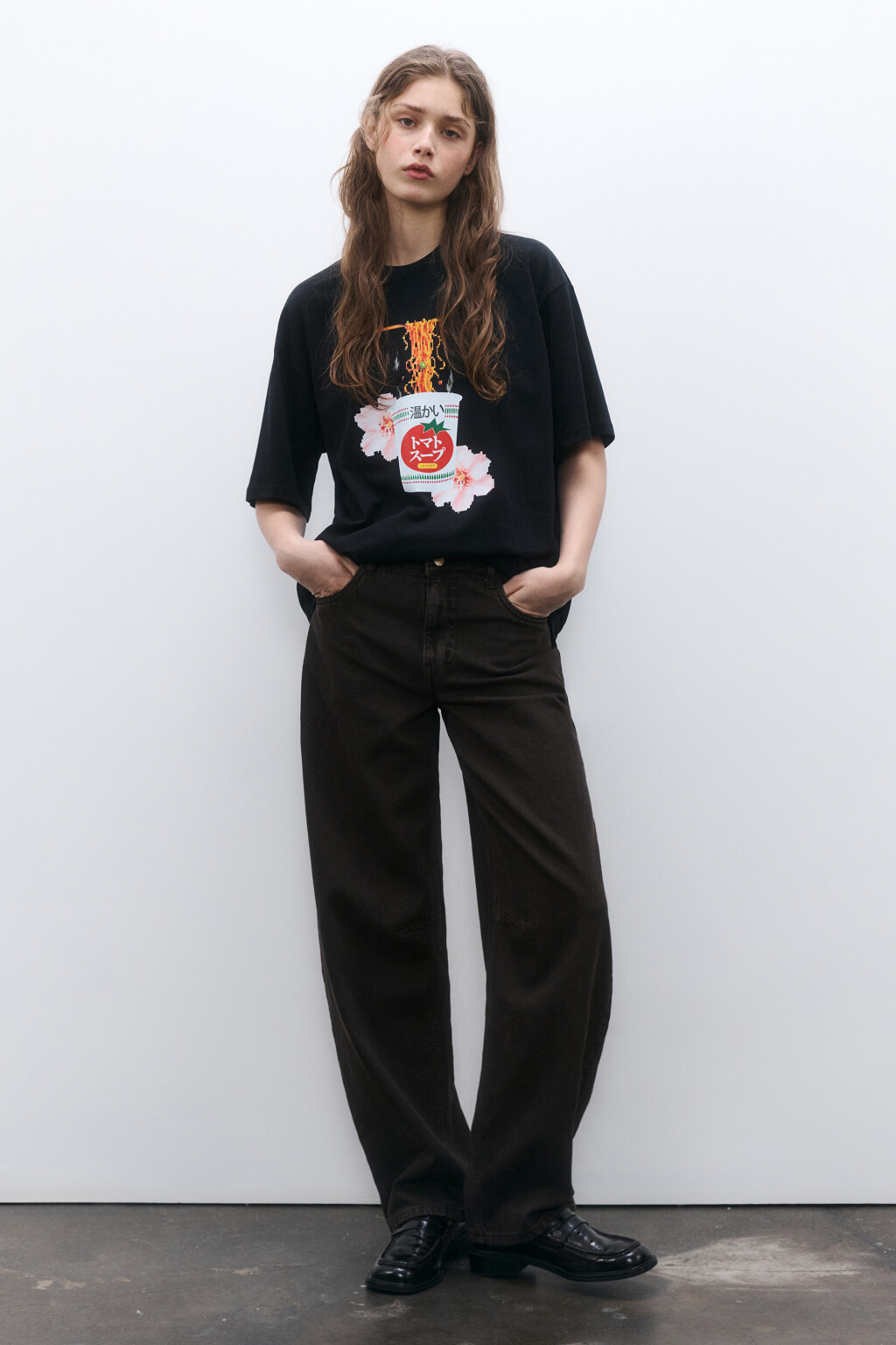 Футболка oversize удлиненная с принтом - цвет черный - 4