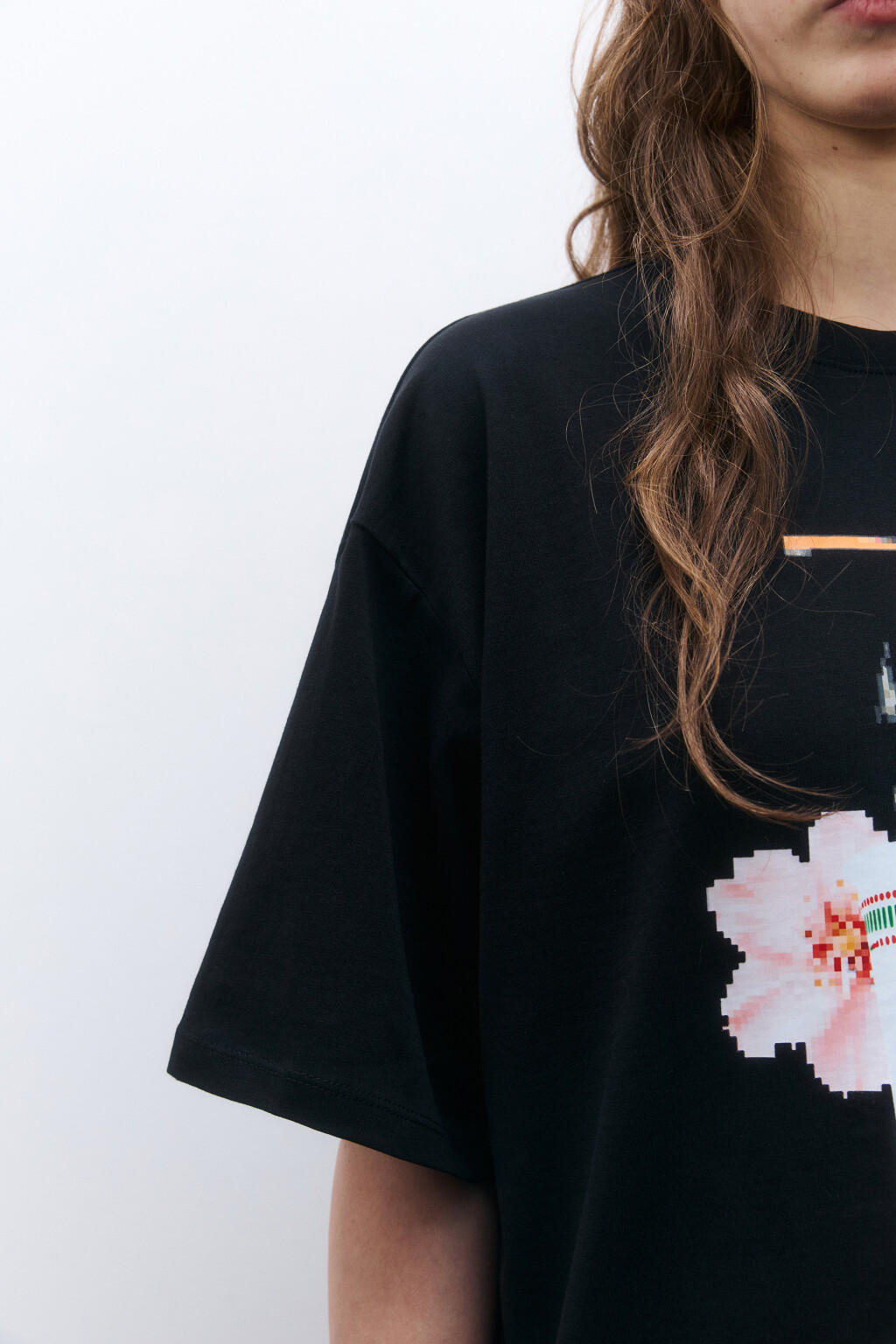 Футболка oversize удлиненная с принтом - цвет черный - 6