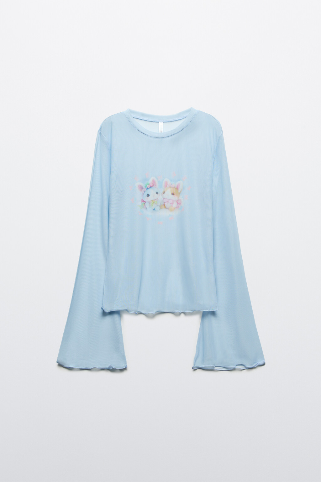 Лонгслив с принтом и рукавами-клеш - цвет голубой - 7