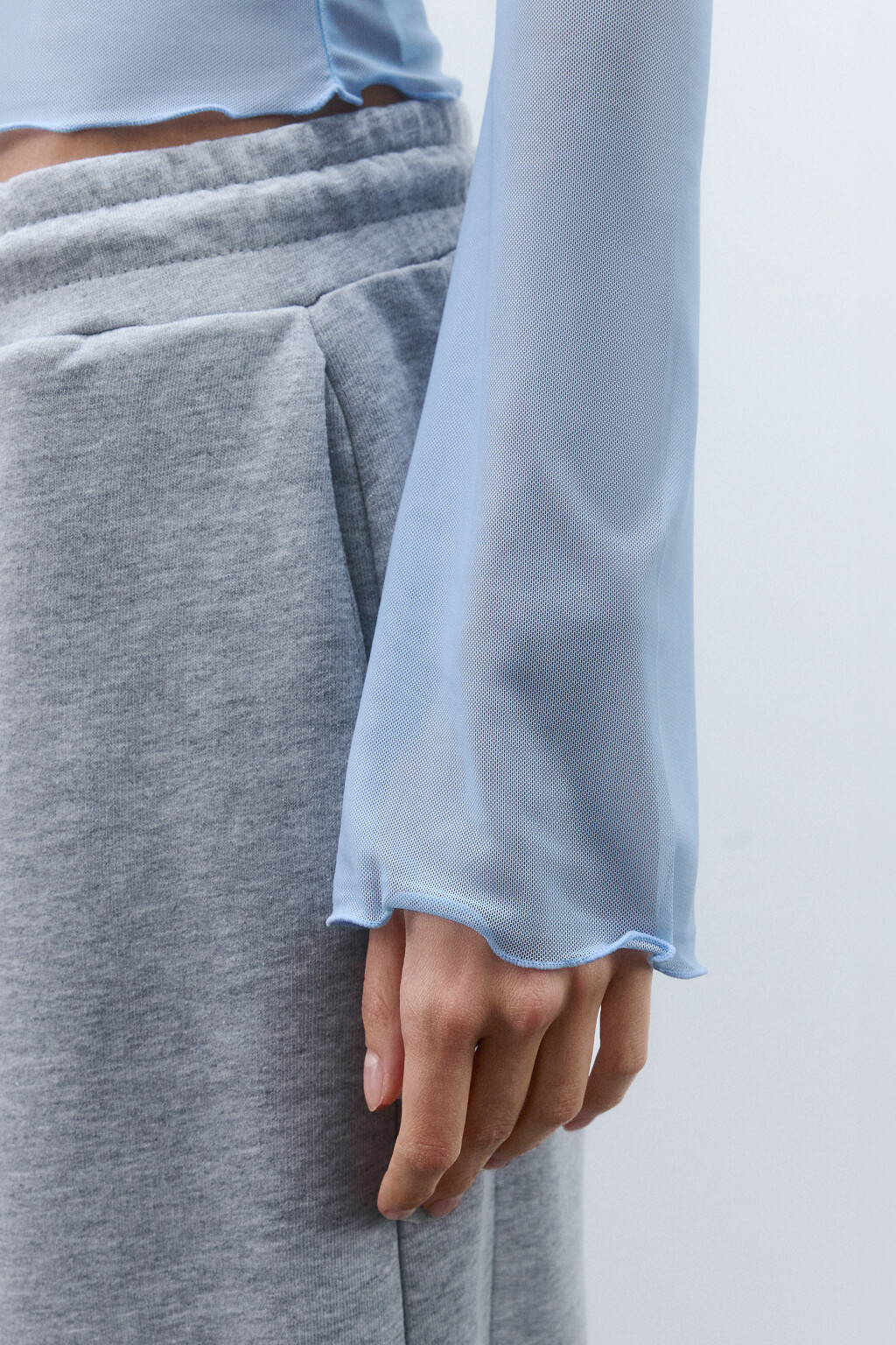 Лонгслив с принтом и рукавами-клеш - цвет голубой - 6