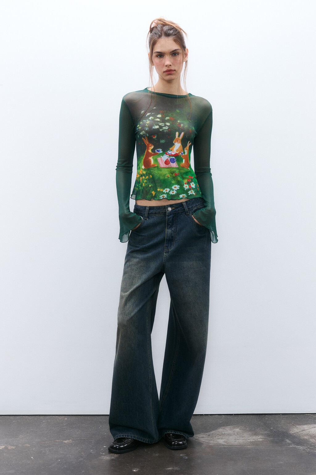 Лонгслив с принтом и рукавами-клеш - цвет мультиколор - 4