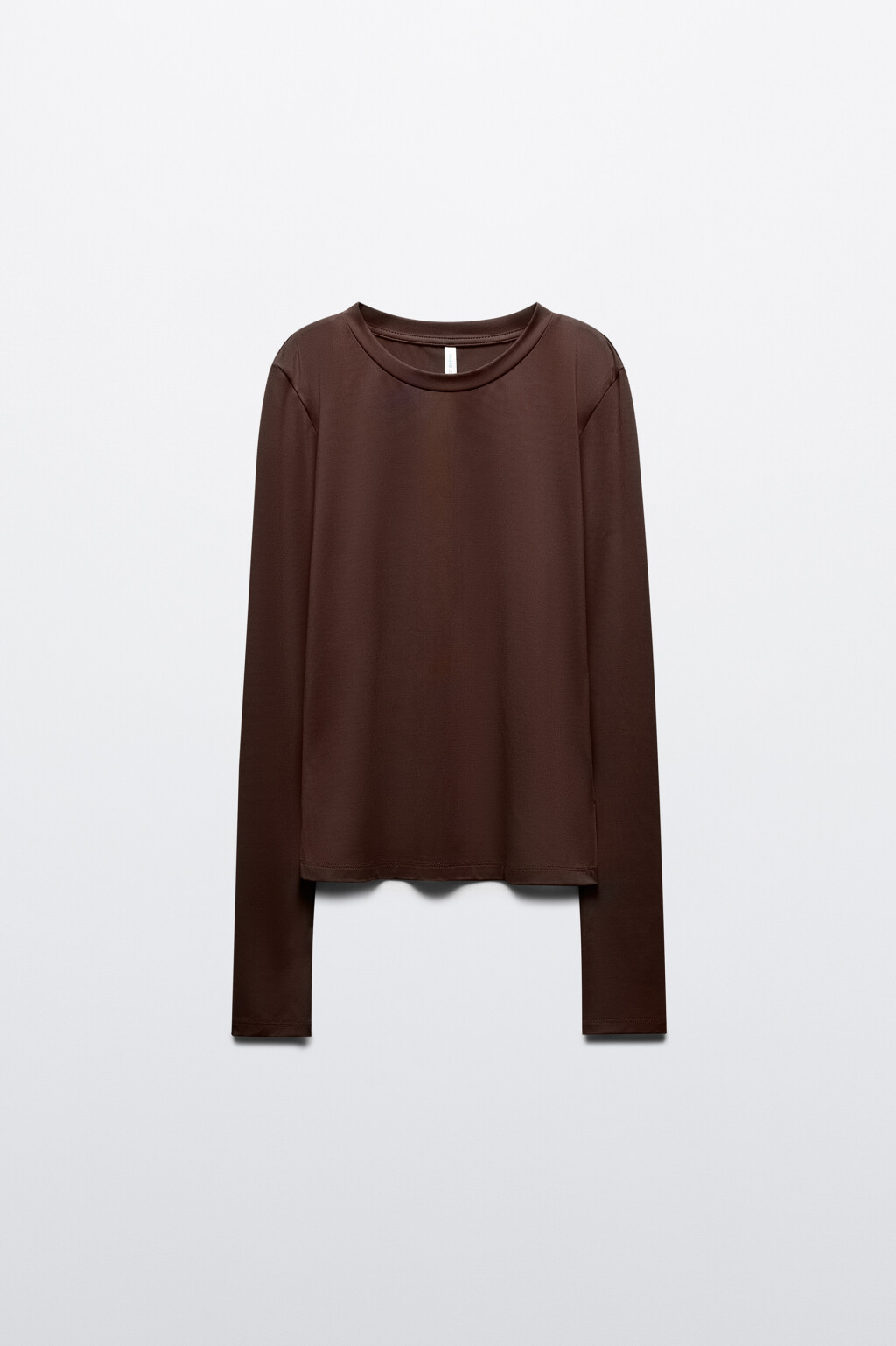 Лонгслив облегающий гладкий - цвет коричневый - 7