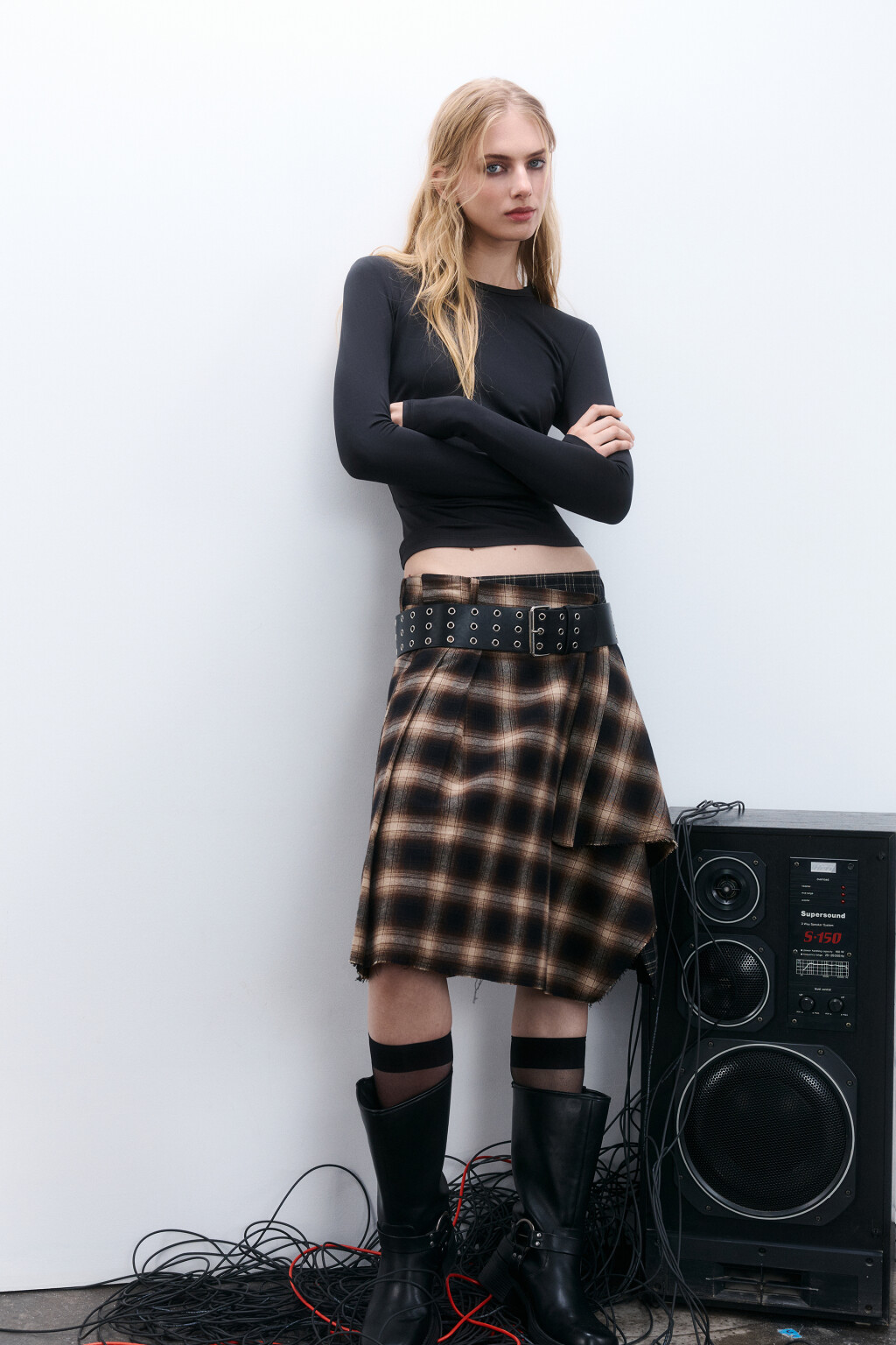 Лонгслив облегающий гладкий - цвет черный - 2