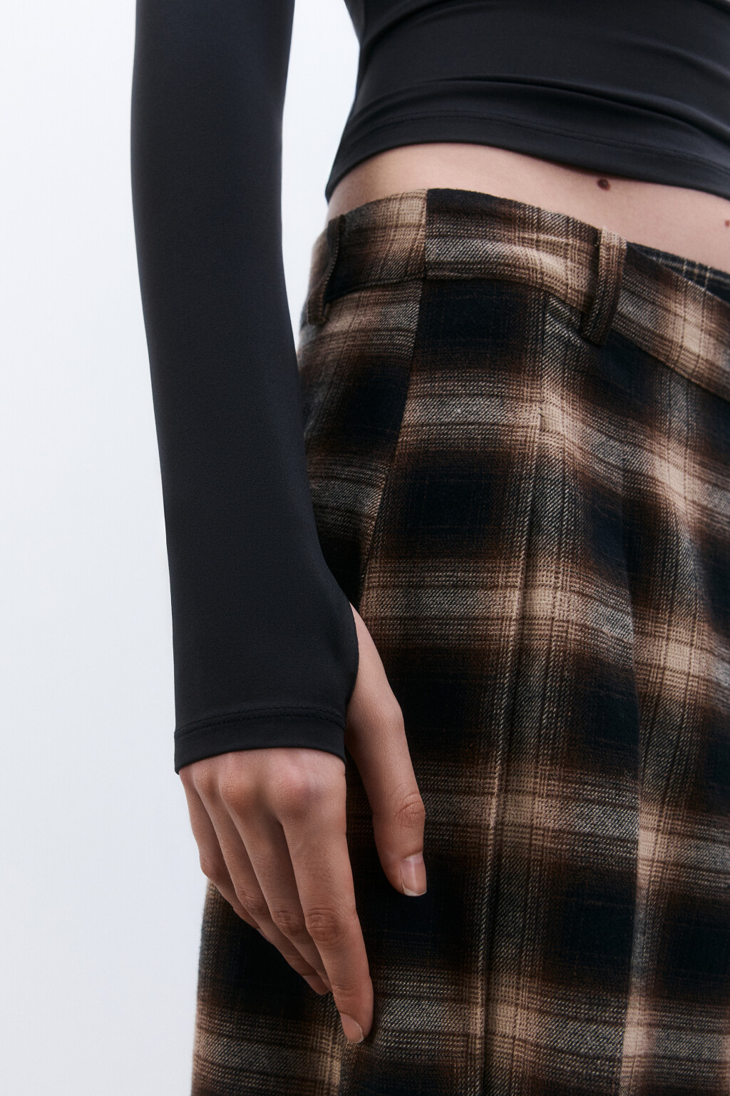 Лонгслив облегающий гладкий - цвет черный - 8