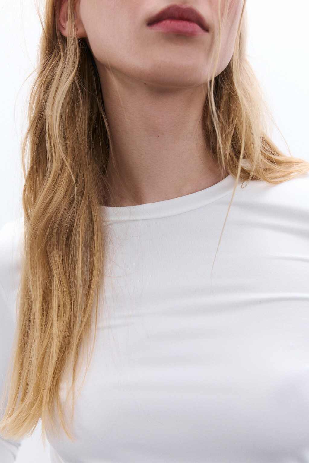 Лонгслив облегающий гладкий - цвет молочный - 7