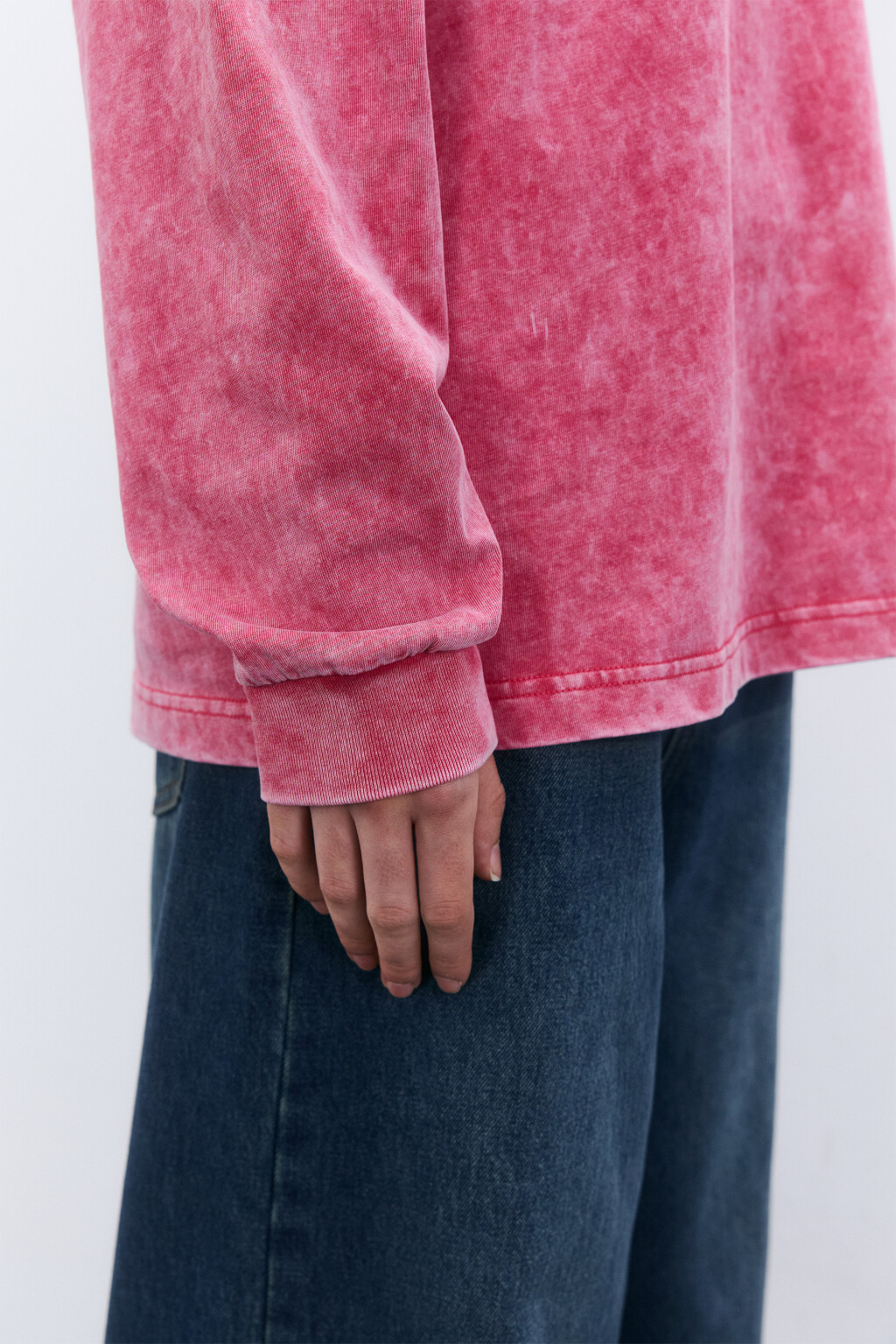 Лонгслив oversize с вареным эффектом - цвет розовый - 6