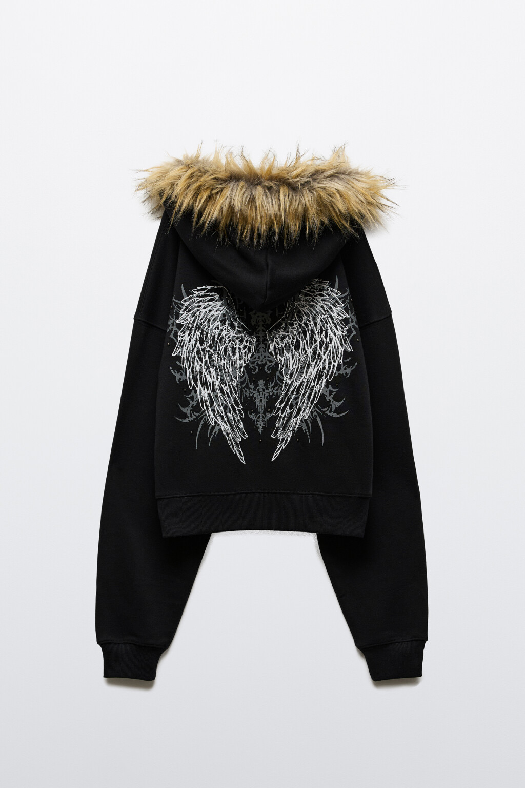 Худи-зипка с опушкой на капюшоне - цвет черный - 11