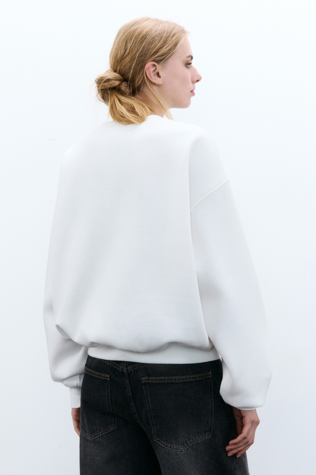 Свитшот из футера с утеплением - цвет молочный - 3