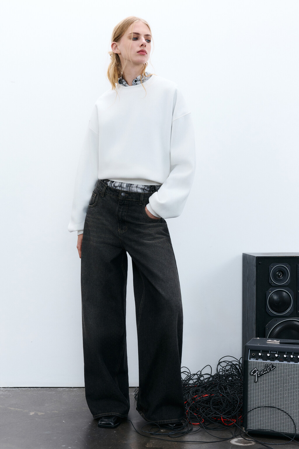 Свитшот из футера с утеплением - цвет молочный - 4