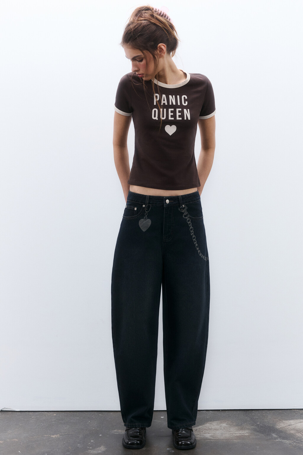 Джинсы barrel fit с принтом-обвесом - цвет синий - 1