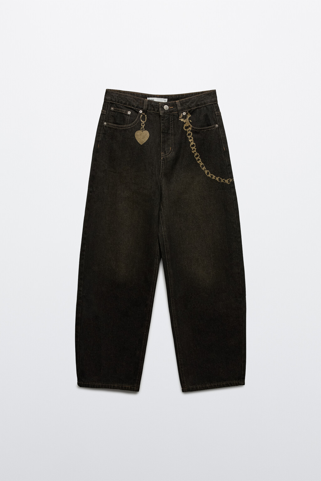 Джинсы barrel fit с принтом-обвесом - цвет темный тинт - 7