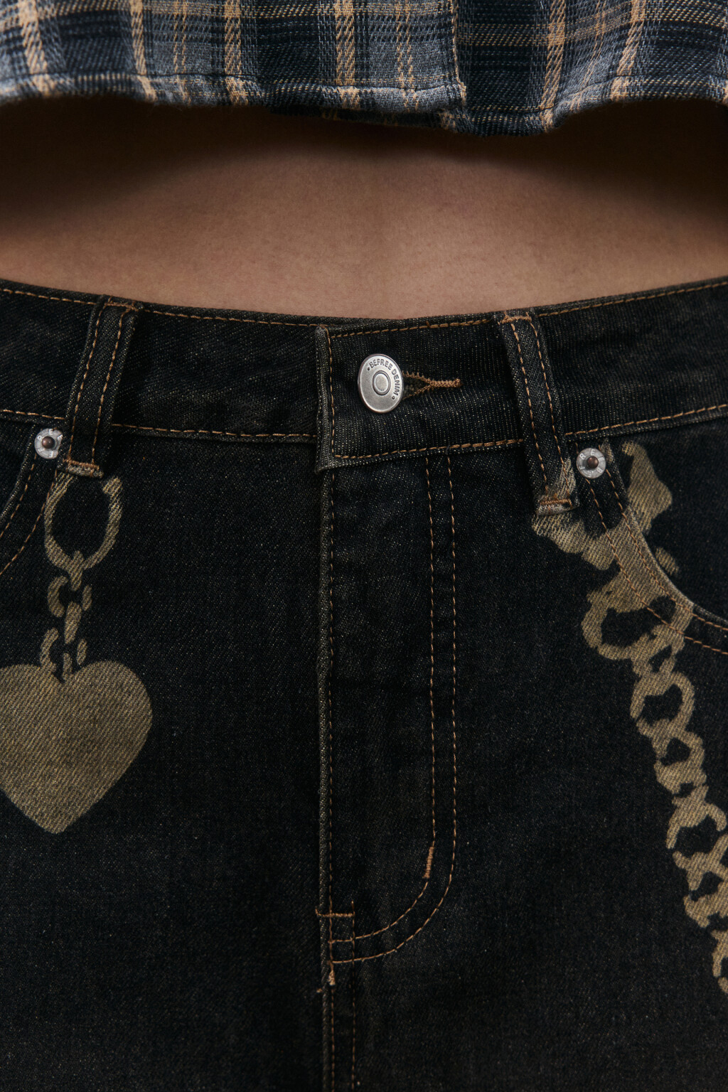 Джинсы barrel fit с принтом-обвесом - цвет темный тинт - 5