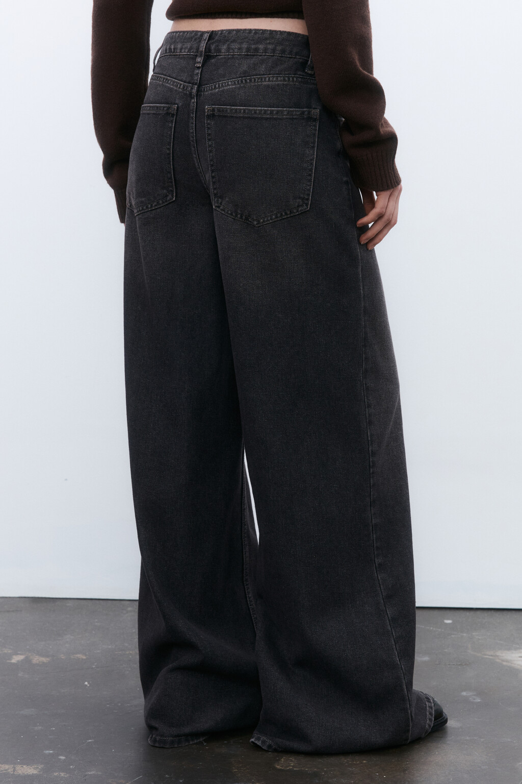 Джинсы широкие со средней посадкой - цвет серый - 3