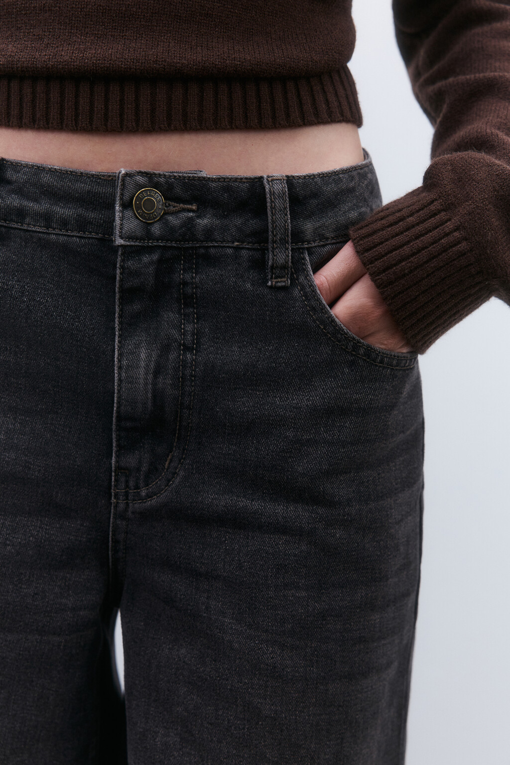 Джинсы широкие со средней посадкой - цвет серый - 6