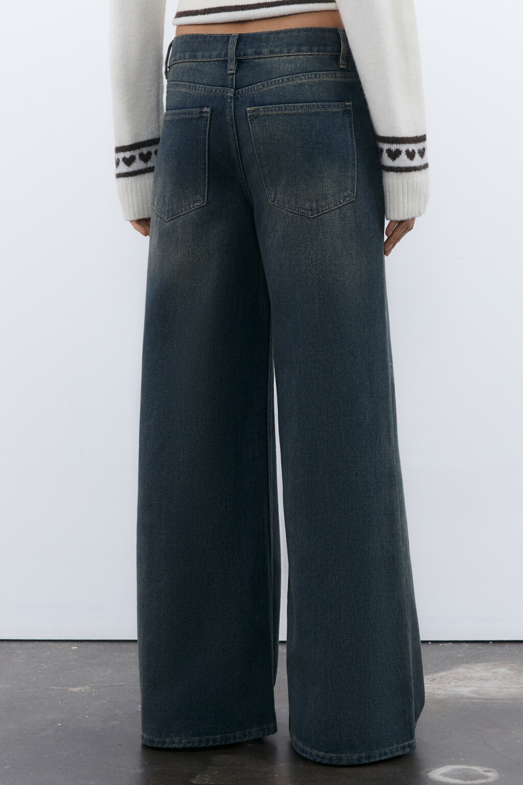 Джинсы широкие со средней посадкой - цвет темный тинт - 3