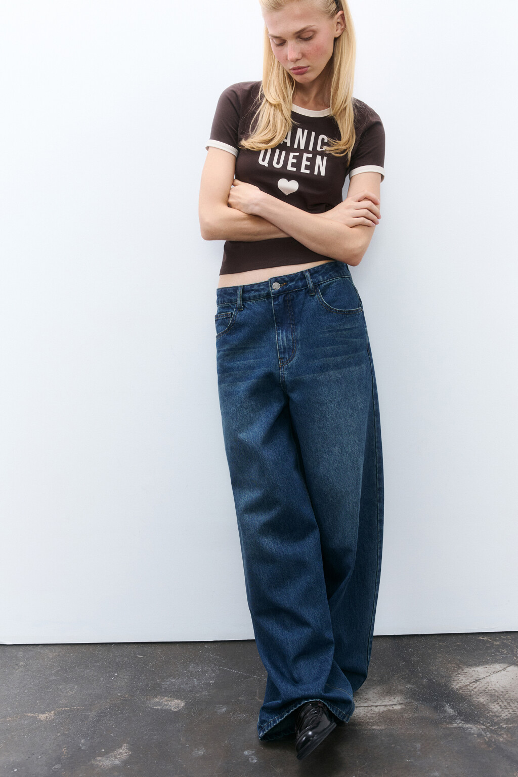 Джинсы baggy со средней посадкой - цвет синий - 1