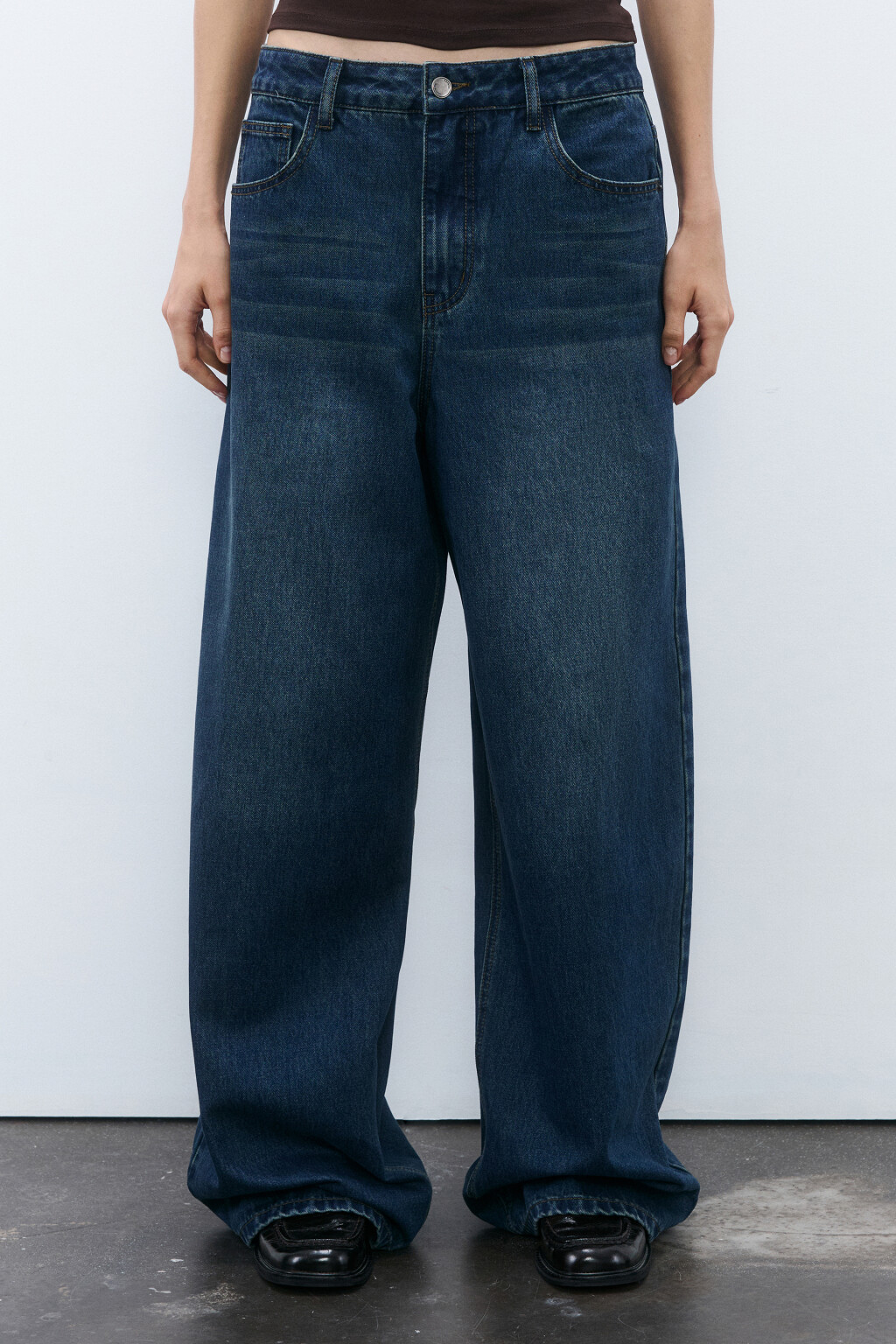 Джинсы baggy со средней посадкой - цвет синий - 3