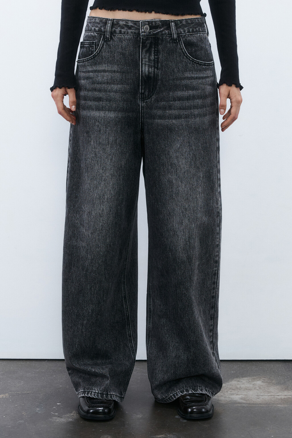 Джинсы baggy со средней посадкой - цвет серый - 2
