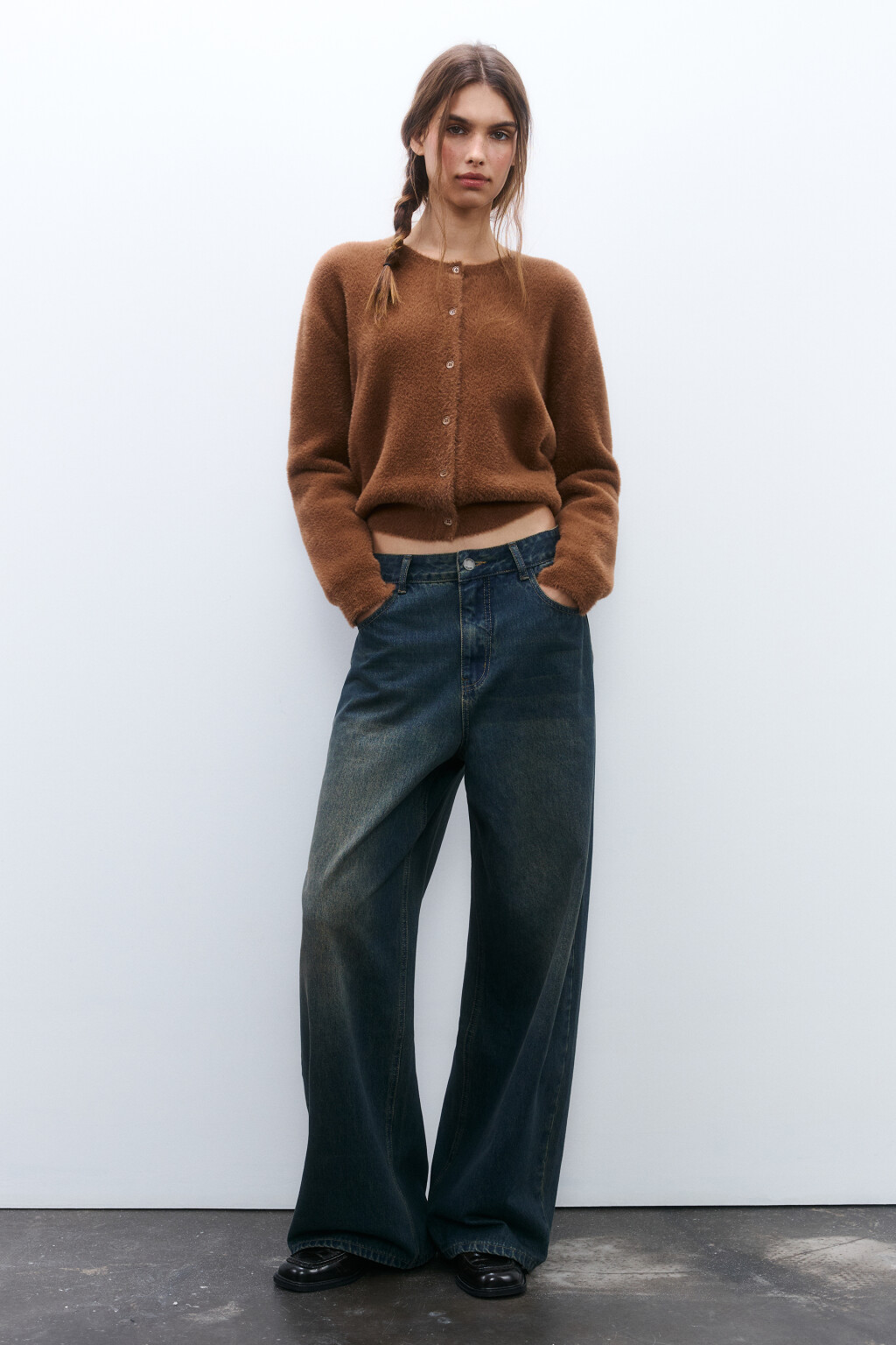 Джинсы baggy со средней посадкой - цвет темный тинт - 4