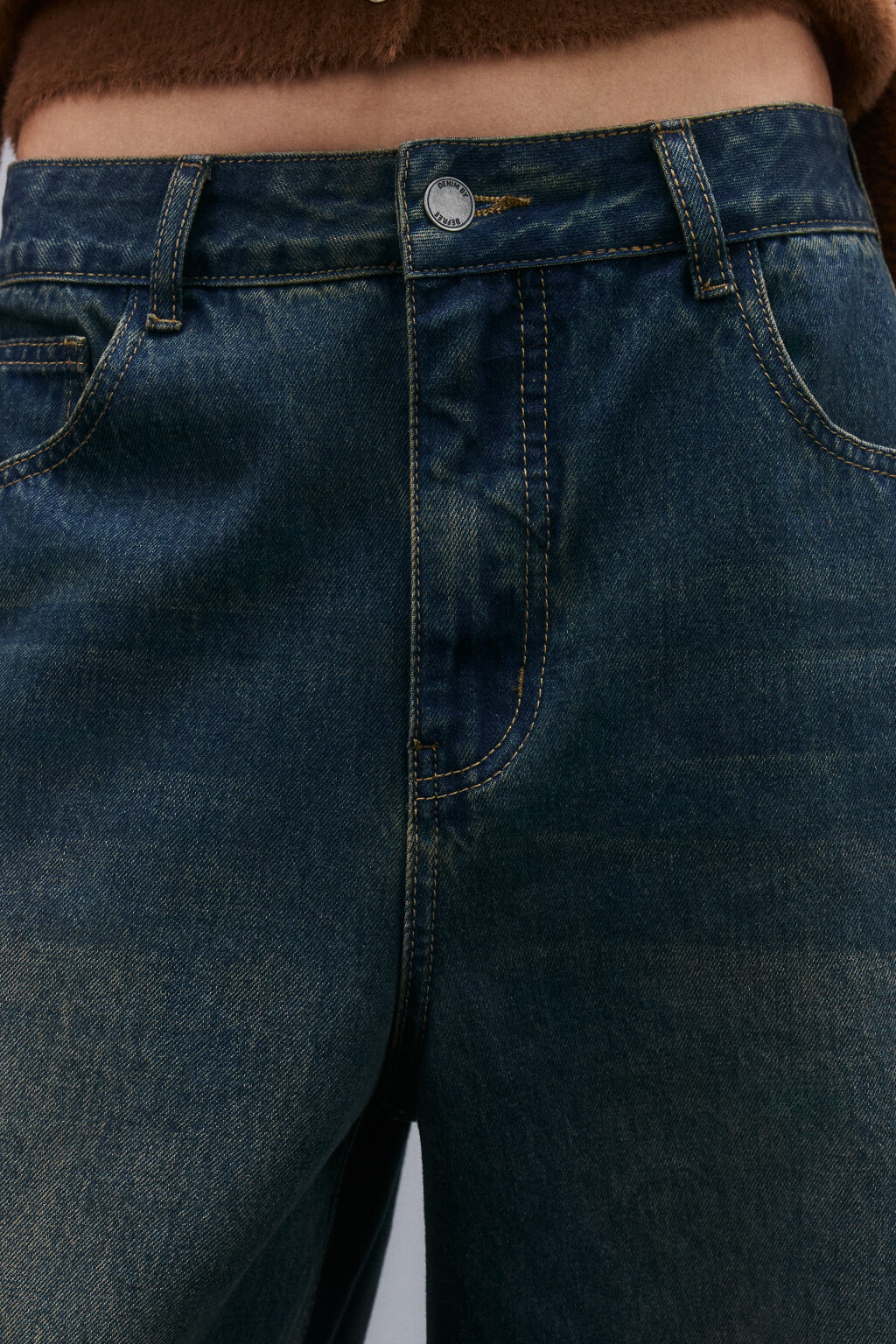 Джинсы baggy со средней посадкой - цвет темный тинт - 5