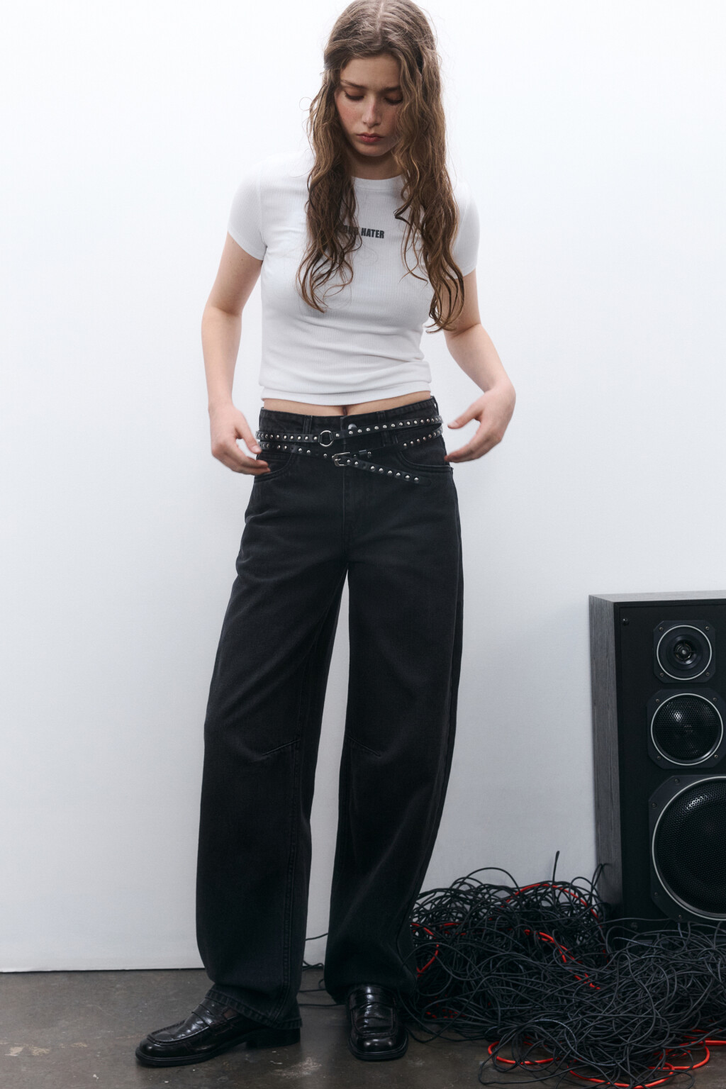 Джинсы barrel fit со средней посадкой - цвет серый - 1