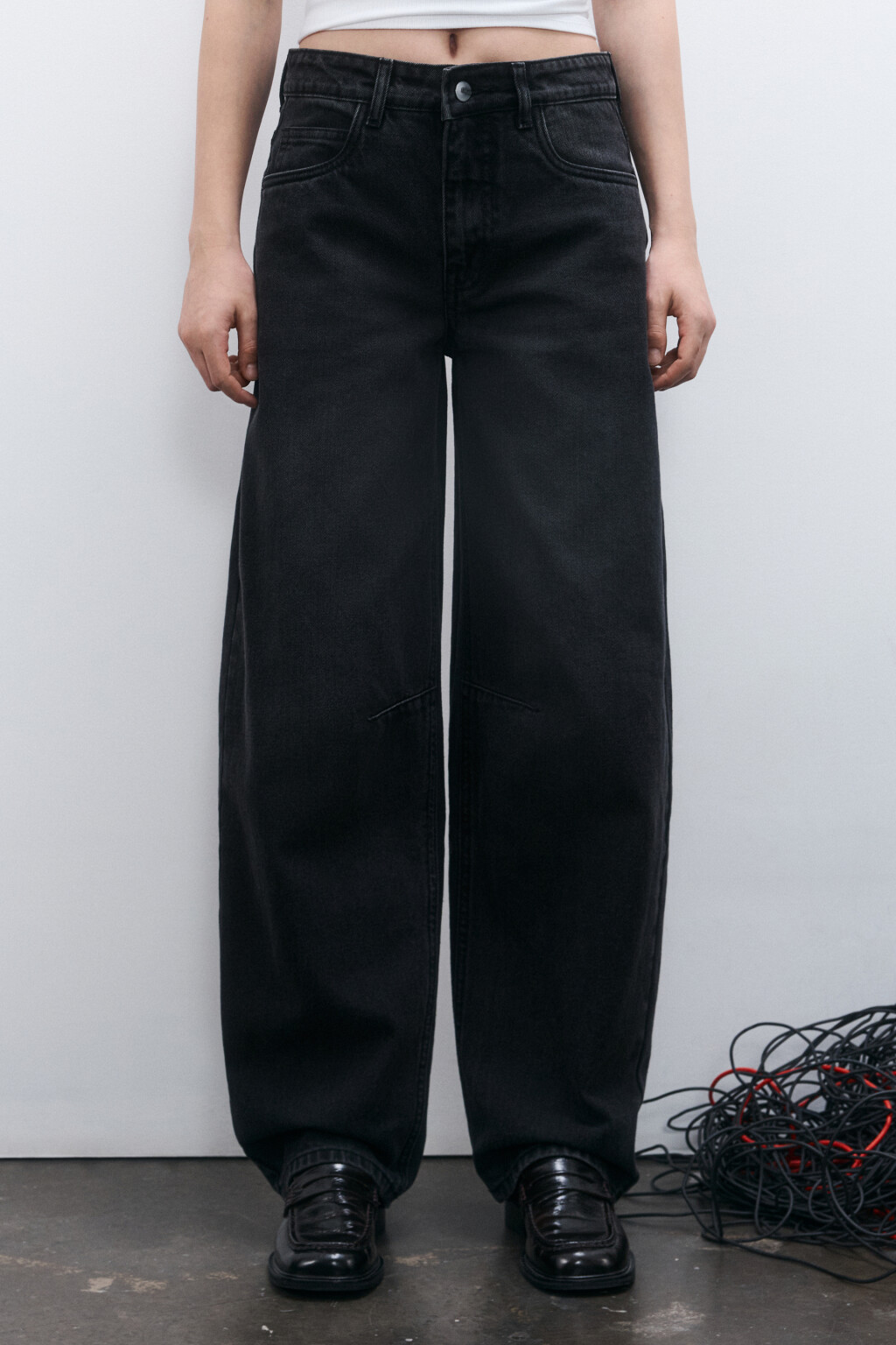 Джинсы barrel fit со средней посадкой - цвет серый - 2