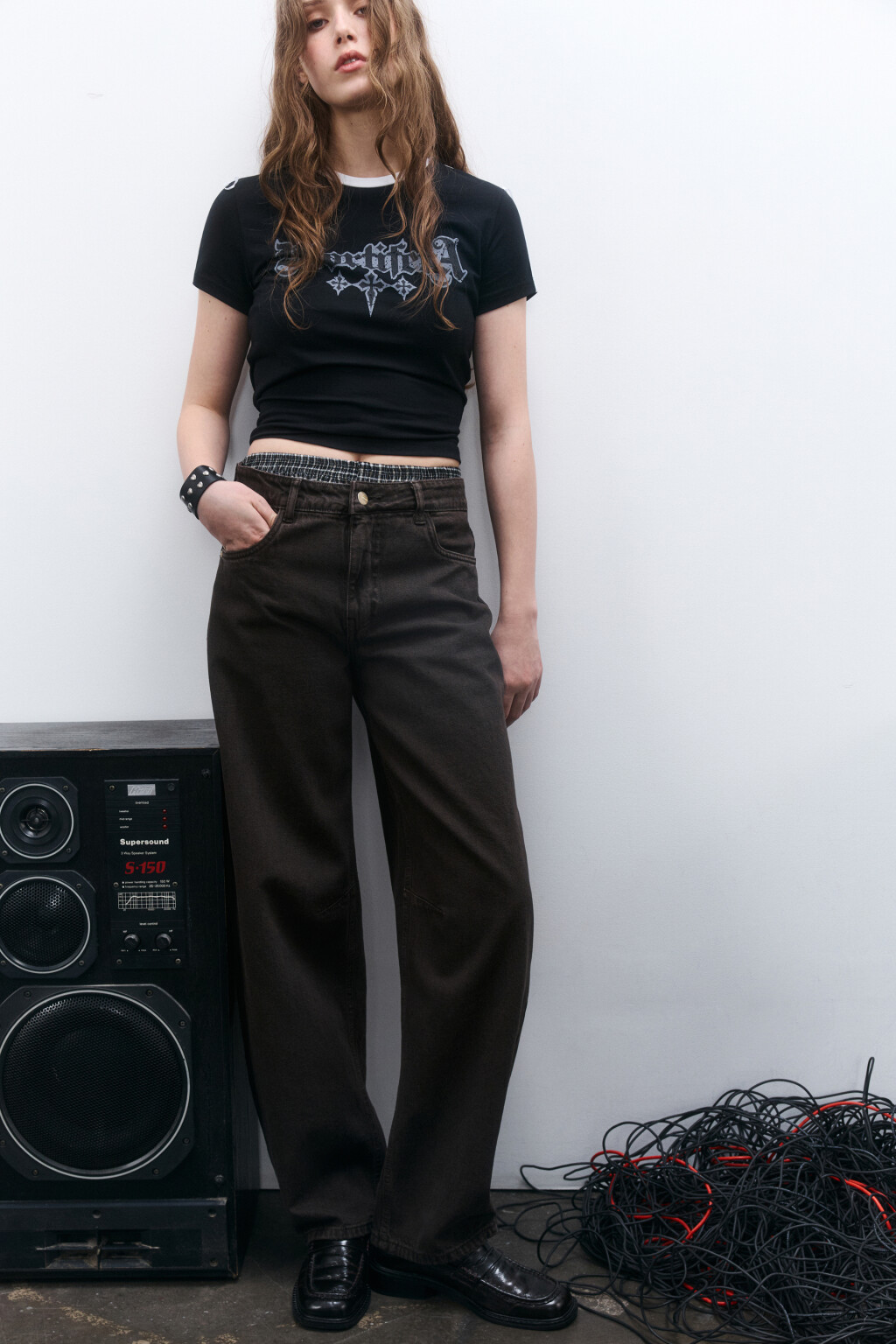 Джинсы barrel fit со средней посадкой - цвет зеленый - 1