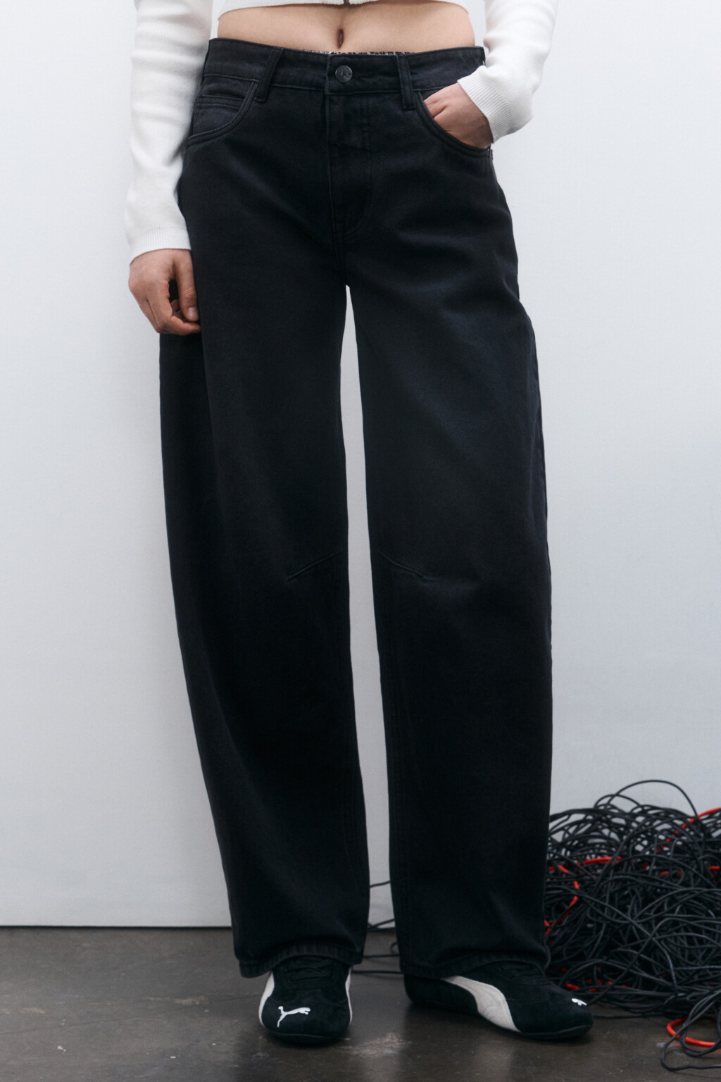 Джинсы barrel fit со средней посадкой - цвет черный - 2