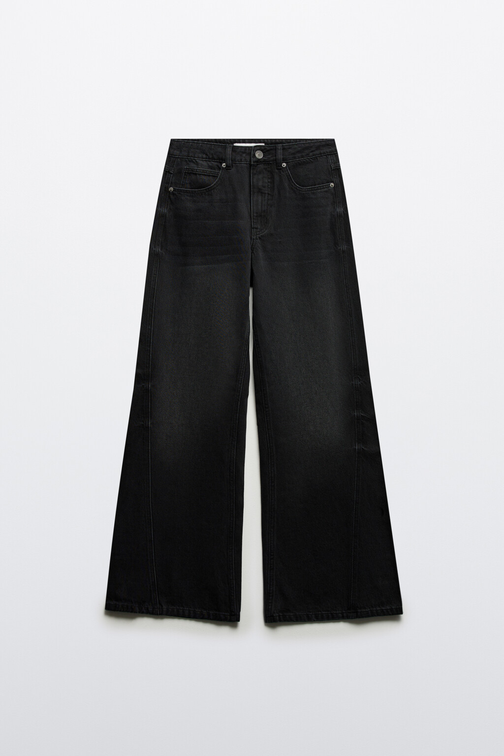 Джинсы широкие с декоративными швами - цвет серый - 7