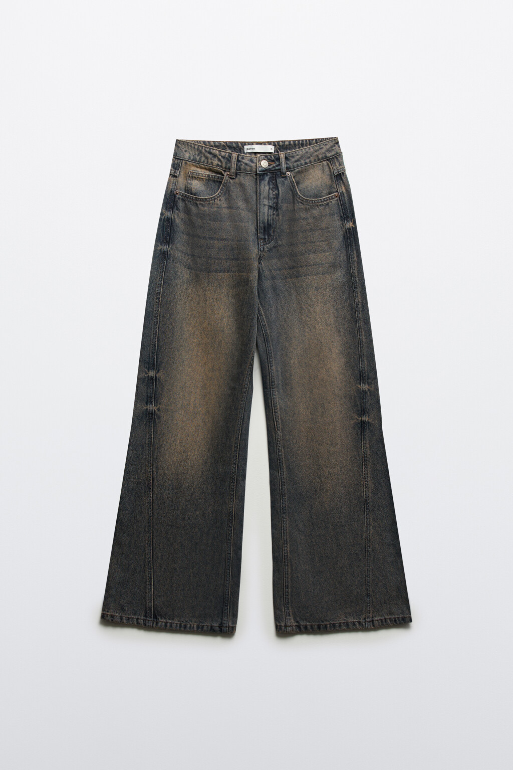 Джинсы широкие с декоративными швами - цвет темный тинт - 8