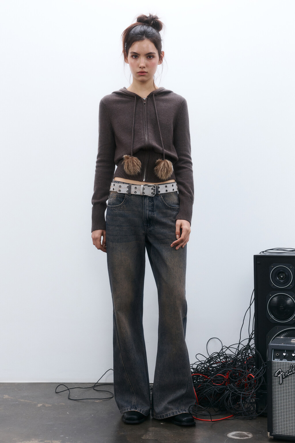 Джинсы широкие с декоративными швами - цвет темный тинт - 5