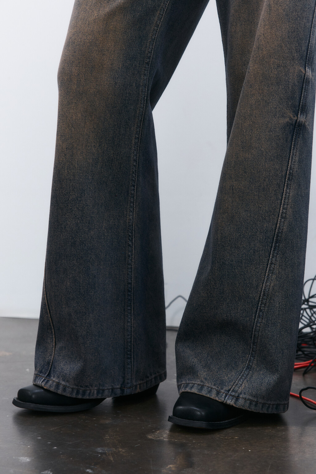 Джинсы широкие с декоративными швами - цвет темный тинт - 7