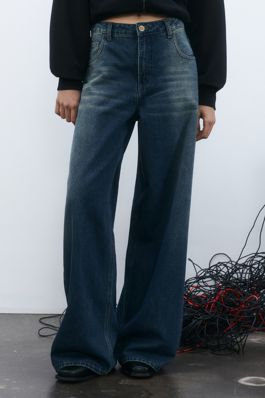 Джинсы baggy fit со средней посадкой - цвет синий - 2