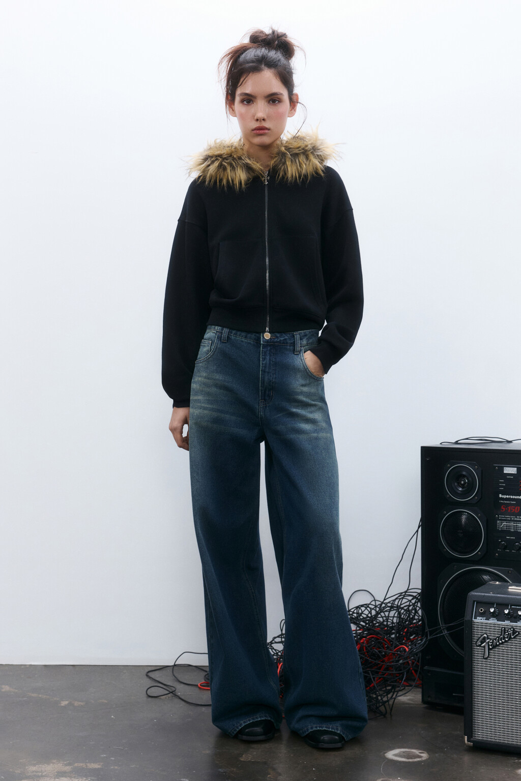 Джинсы baggy fit со средней посадкой - цвет синий - 4